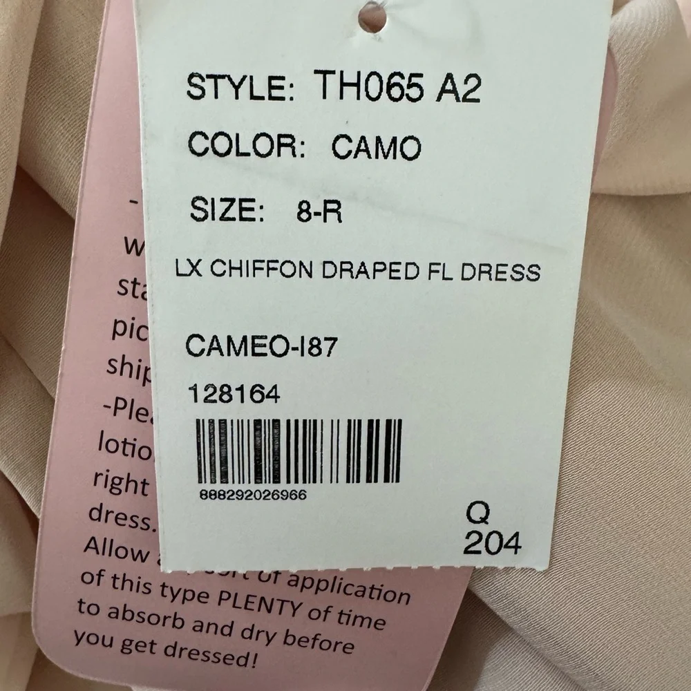 Thread Off-The-Shoulder Lux Chiffon Draped Neckline Maxi Dress Cameo 8R - Picture 8 of 11